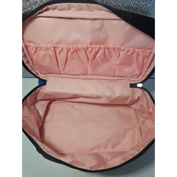 Victoria's Secret Black VS Logo Pink Makeup Cosmetic Toiletry Vanity Bag NWOT - Picture 4 of 4